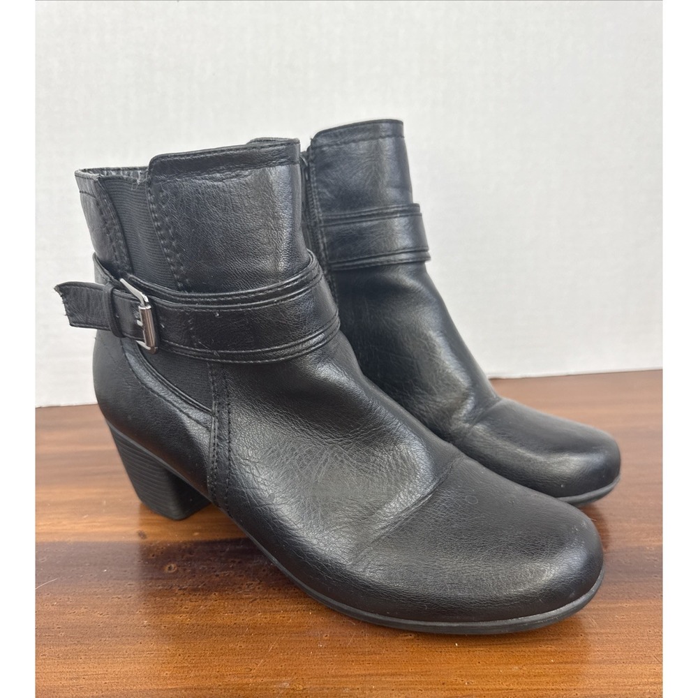Women's Craft And Barrel Britt Black Faux Leather Ankle Booties Size 8.5M